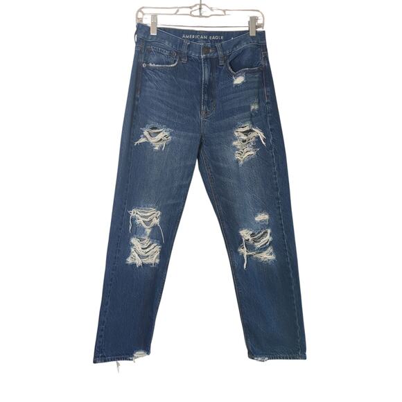 American Eagle Denim - American Eagle Womens Highest Rise 90s Boyfriend Distressed 2 Short Med Wash